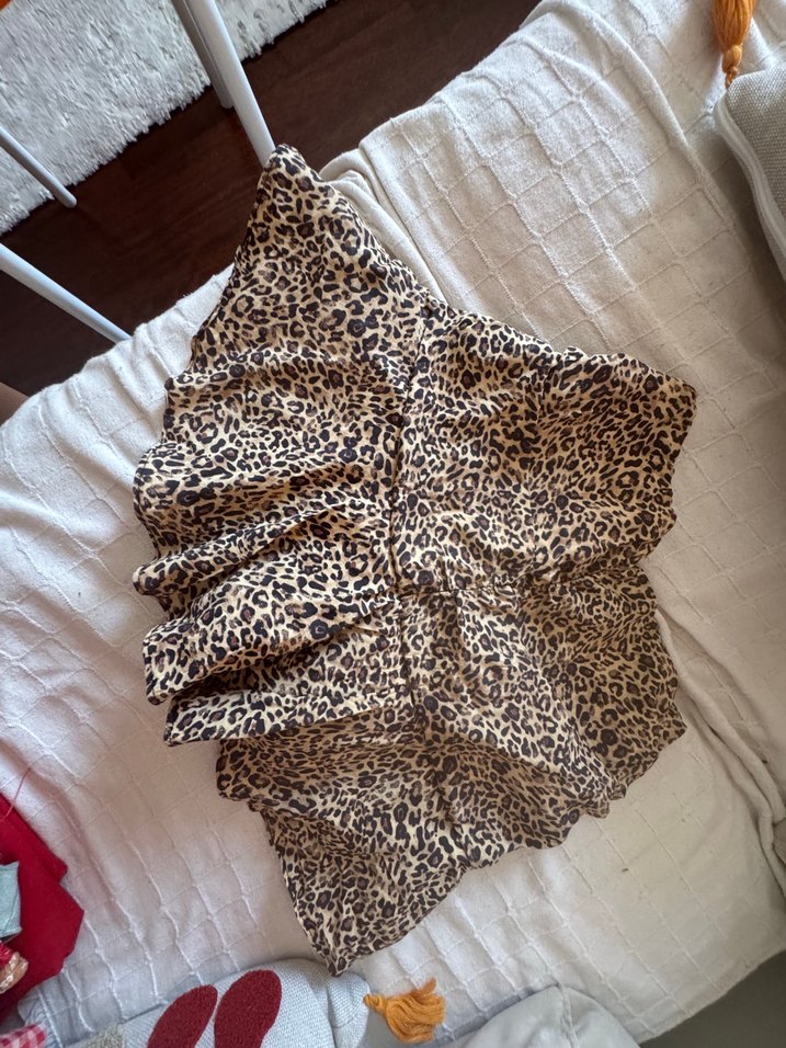 Leopar Desenli Kahverengi şort Mini Etek - Görsel 3