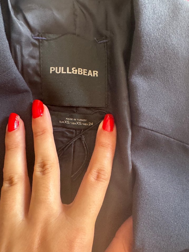 Düğmeli koyu lacivert Kadın Mini Blazer - Görsel 3