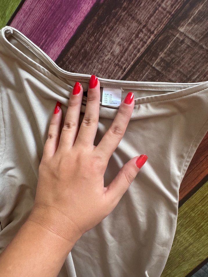 Bej Drapeli elbise - Görsel 4