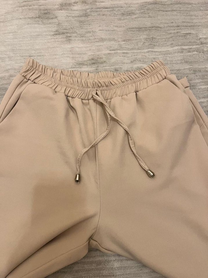 Bej Kadın Rahat Kesim Kumaş Pantolon - Görsel 2