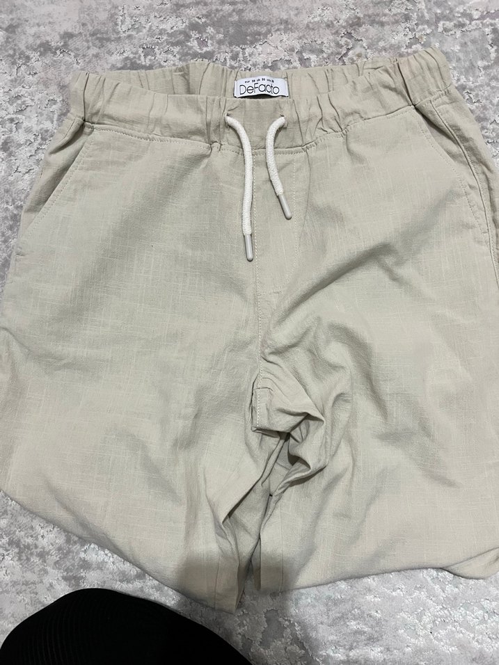 Bej Rahat Kesim Keten Kadın Pantolon - Görsel 2