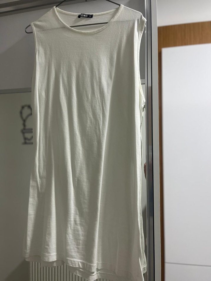 Düğmeli Beyaz aerobinUzun Kadın Trençkot - Görsel 5