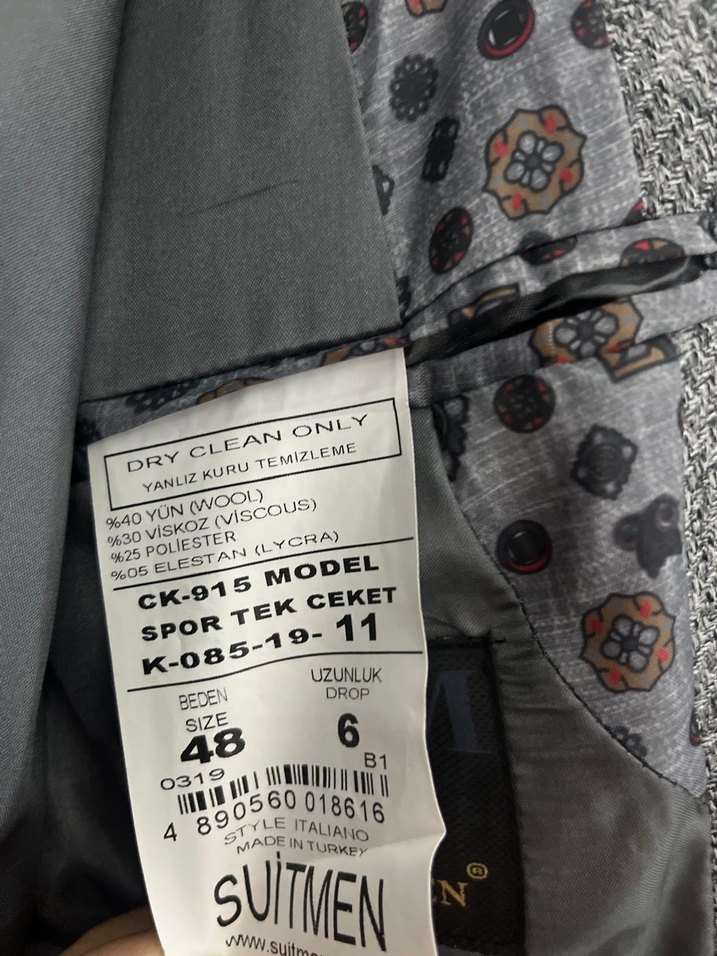 Gri Erkek Ofis Takım Elbise Ceket - Görsel 3