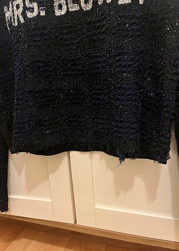 Mavi Triko Kadın Kazak, Uzun Kollu, Rahat Kesim - Görsel 4