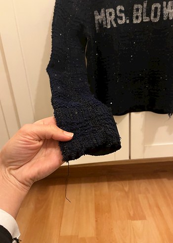 Mavi Triko Kadın Kazak, Uzun Kollu, Rahat Kesim - Görsel 3