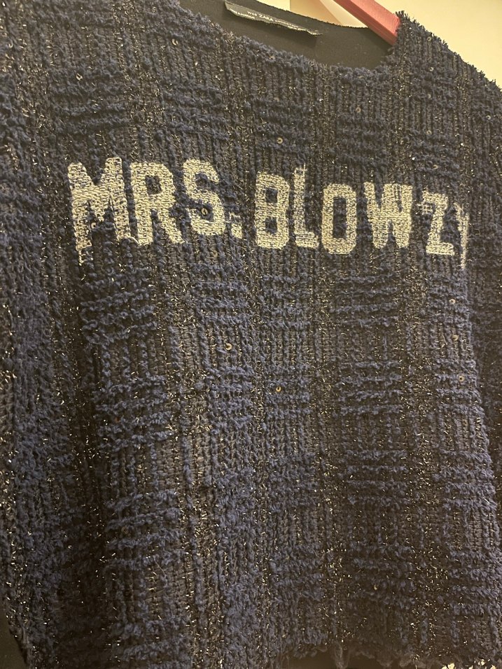 Mavi Triko Kadın Kazak, Uzun Kollu, Rahat Kesim - Görsel 2