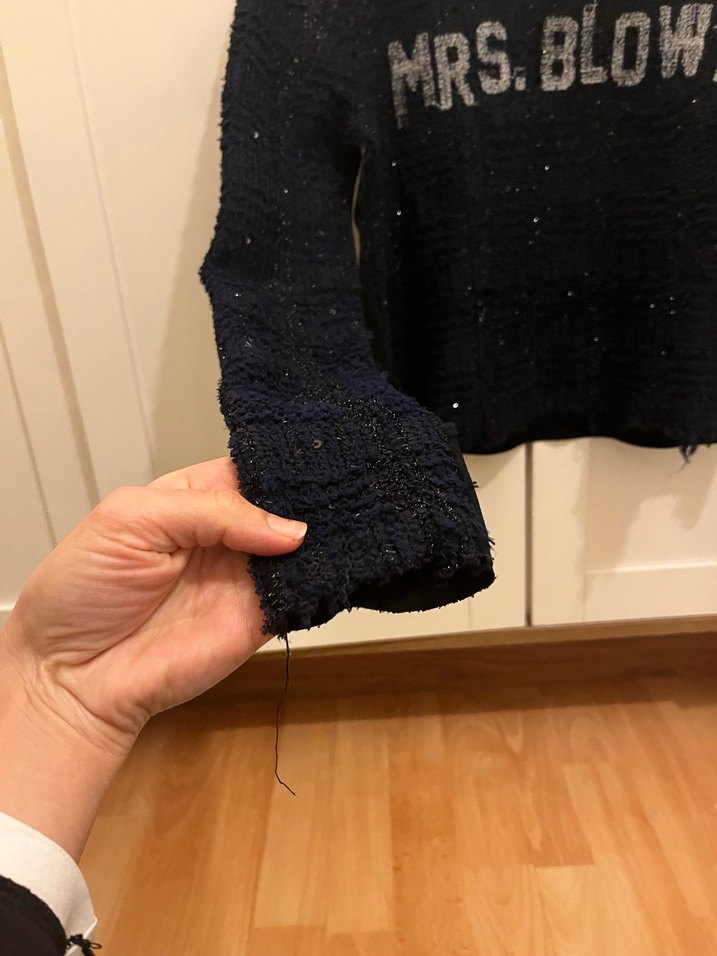 Mavi Triko Kadın Kazak, Uzun Kollu, Rahat Kesim - Görsel 3