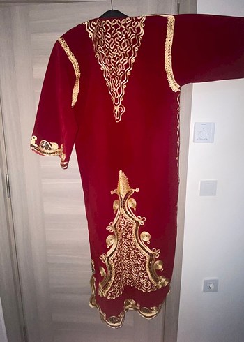 Bordo Nakışlı Uzun Kadın Kına Elbisesi - Görsel 3