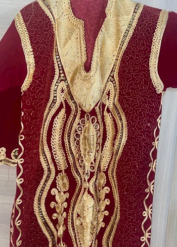 Bordo Nakışlı Uzun Kadın Kına Elbisesi - Görsel 4