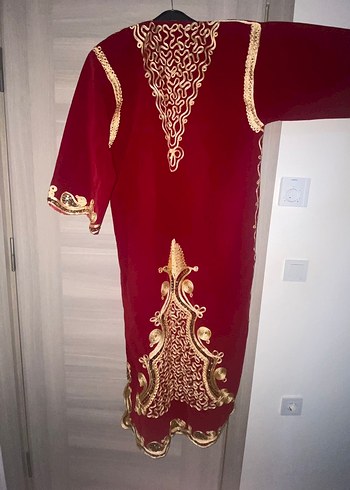 Bordo Nakışlı Uzun Kadın Kına Elbisesi - Görsel 2