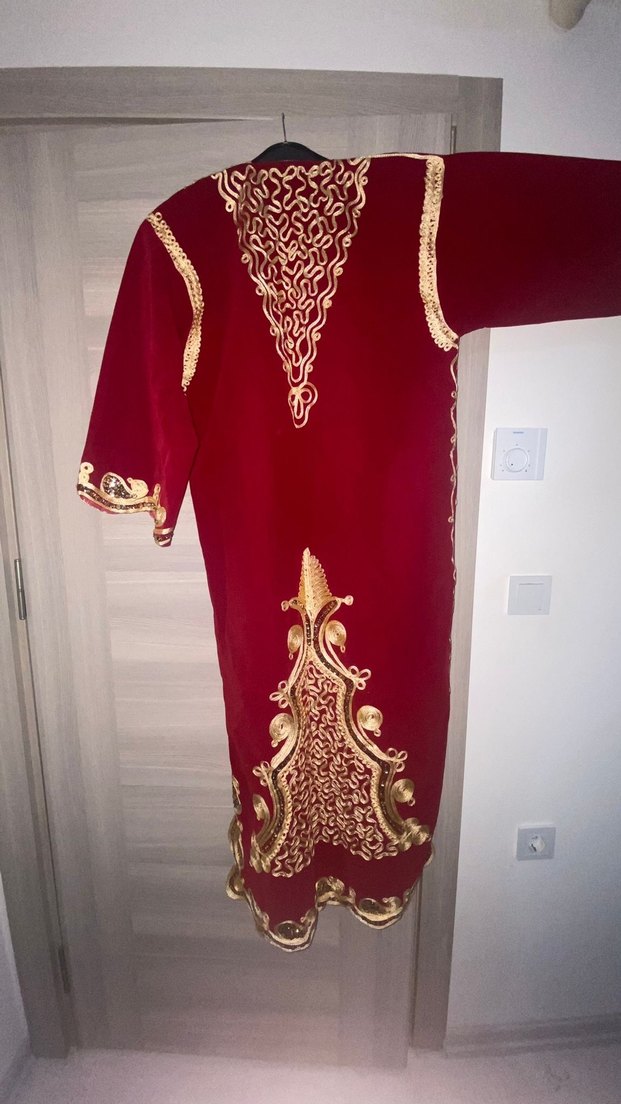 Bordo Nakışlı Uzun Kadın Kına Elbisesi - Görsel 3