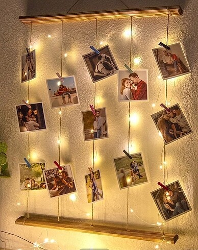 Ahşap jut ipli fotoğraf askısı
