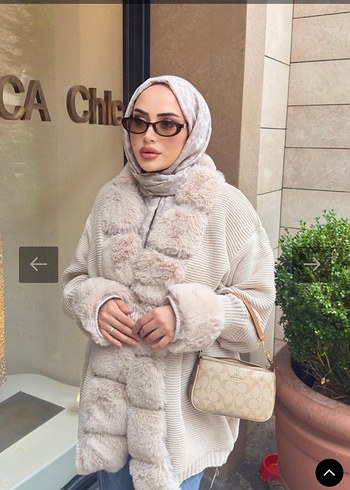 Zara Bej Kürk Detaylı Uzun Kollu Midi Tunik