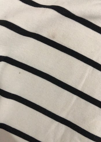 Kadın beyaz çizgili crop - Görsel 2