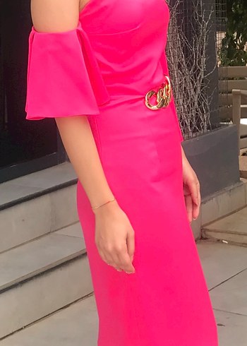 Pembe Drapeli Abiye Elbise - Görsel 6