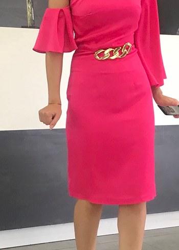 Pembe Drapeli Abiye Elbise - Görsel 5