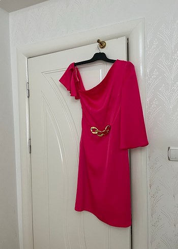 Pembe Drapeli Abiye Elbise - Görsel 2