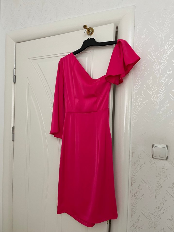 Pembe Drapeli Abiye Elbise - Görsel 3