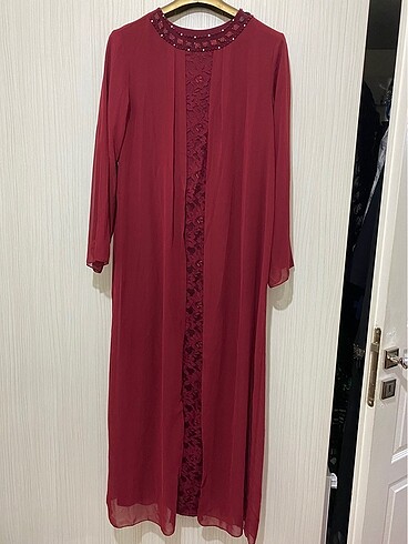 Bordo şifon elbise