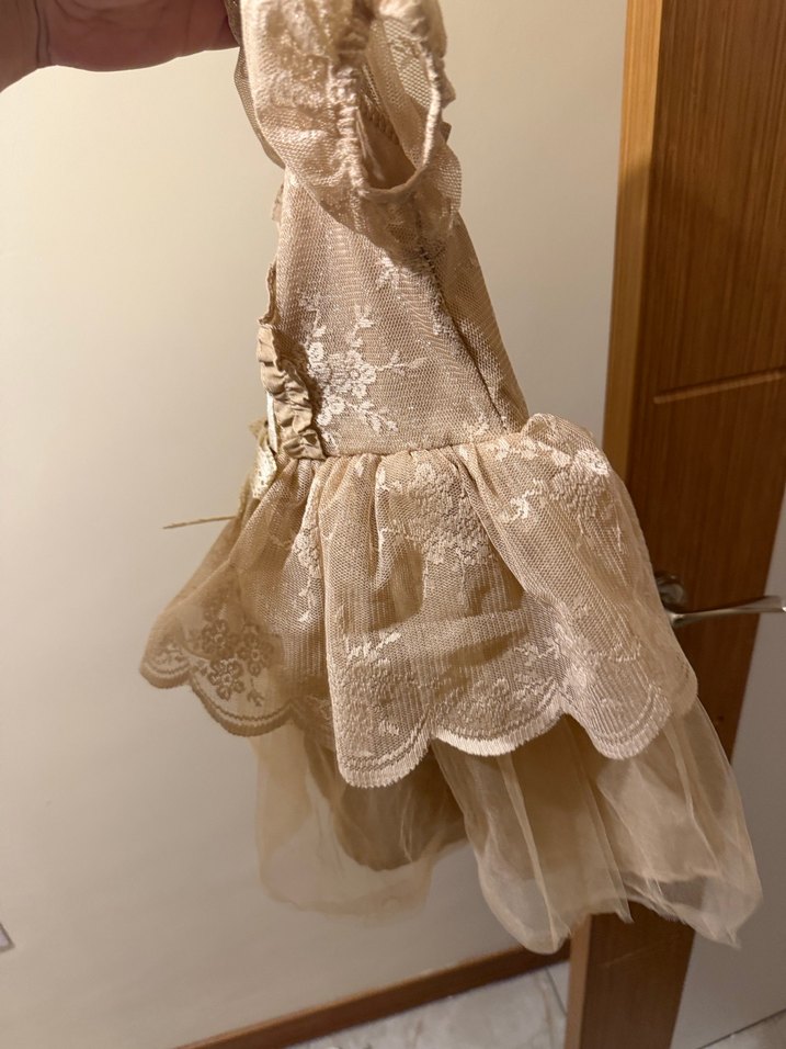 Kız Çocuk Bej Dantel Detaylı Bohem Elbise - Görsel 4