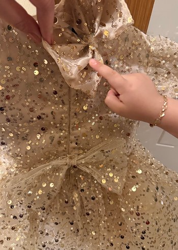 Bej Karpuz Kol İncili Çocuk Abiye - Görsel 4