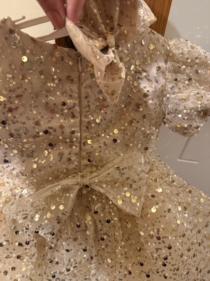 Bej Karpuz Kol İncili Çocuk Abiye - Görsel 5