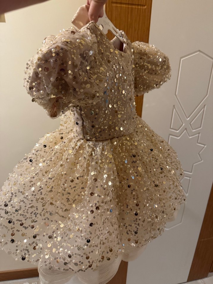 Bej Karpuz Kol İncili Çocuk Abiye - Görsel 2