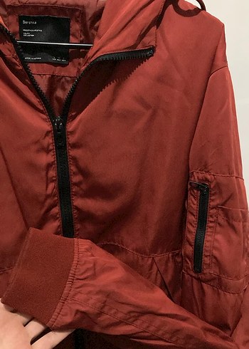 Koyu Kırmızı Fermuarlı Kadın Ceket Bershka - Görsel 2