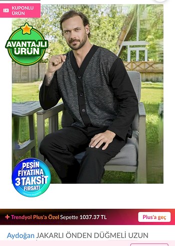 Gri Düğmeli Uzun Kollu Erkek pijama üstü - Görsel 2