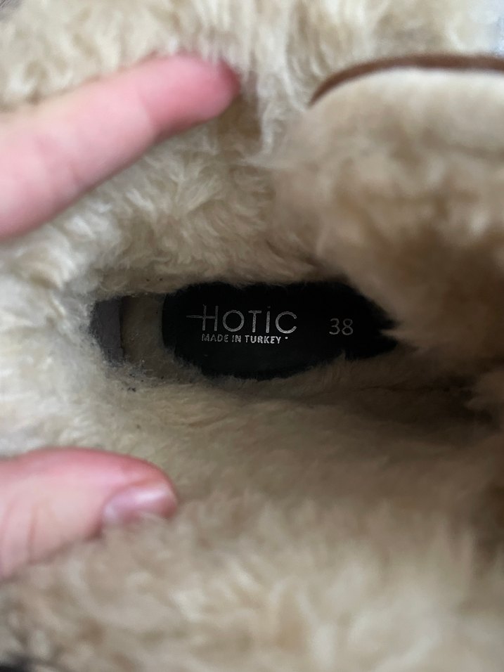 Kahverengi Tüylü Orijinal Hotıc Deri Platform Topuklu Bot - Görsel 2