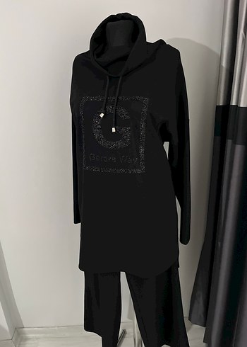 Uzun Siyah Nakışlı Kadın takım - Görsel 3