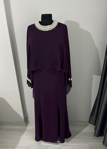 Mor Uzun Drapeli Kadın Elbise - Görsel 5