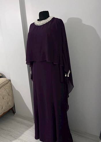 Mor Uzun Drapeli Kadın Elbise - Görsel 8