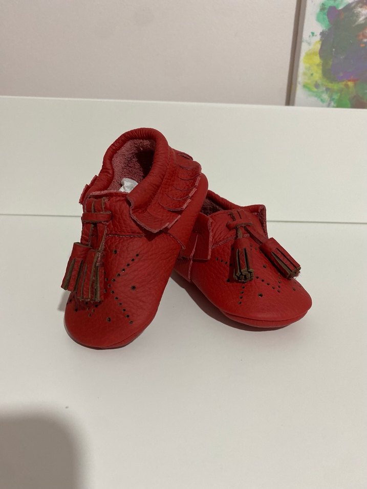 Kız Bebek Kırmızı Deri Püsküllü İlk Adım Ayakkabısı - Görsel 2