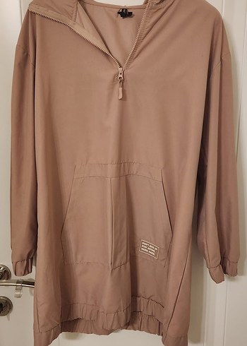 Bej Midi Kadın Yağmurluk Kapüşonlu - Görsel 3
