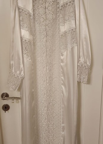 Uzun Beyaz Bohem Dantel Detaylı Kadın Gecelik - Görsel 7