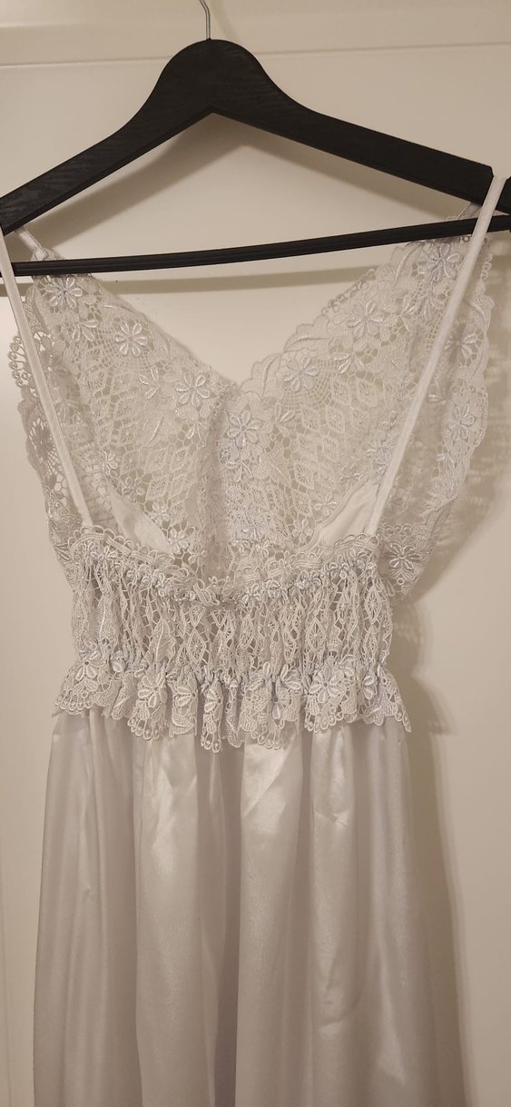 Uzun Beyaz Bohem Dantel Detaylı Kadın Gecelik - Görsel 4