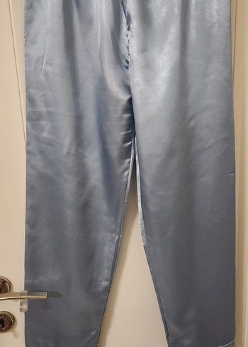 Mavi Nakışlı Vintage Kadın Pijama Takımı - Görsel 3