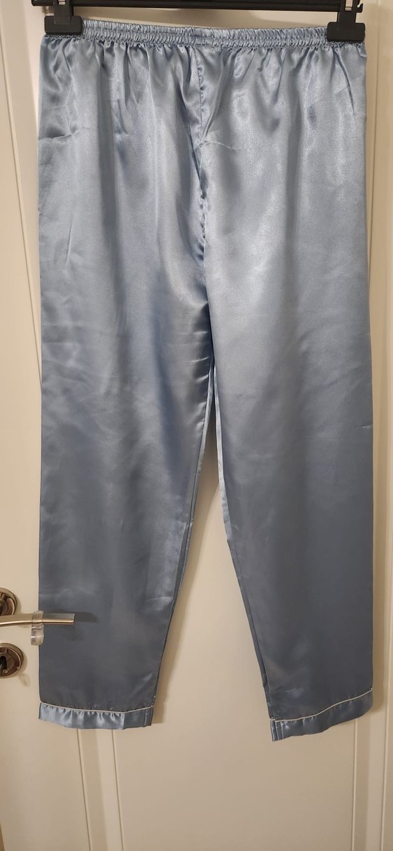 Mavi Nakışlı Vintage Kadın Pijama Takımı - Görsel 3