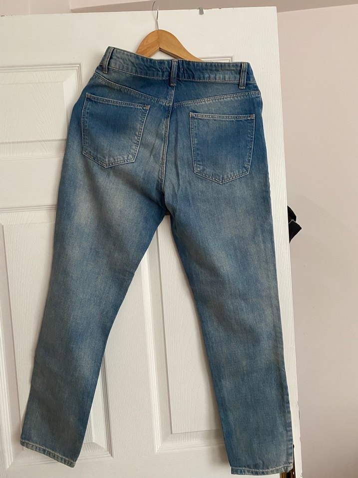 Kadın Mavi Yırtık Bol Kesim Denim Pantolon - Görsel 2