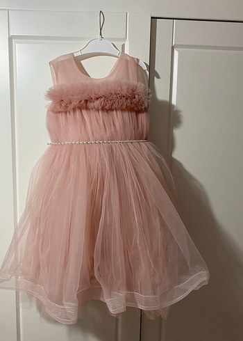 Askılı Kız Çocuk Tül abiye rose rengi - Görsel 8