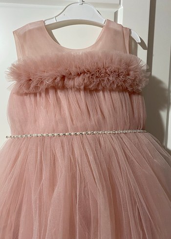 Askılı Kız Çocuk Tül abiye rose rengi - Görsel 2