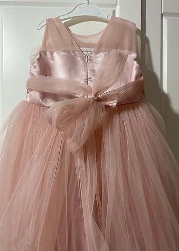 Askılı Kız Çocuk Tül abiye rose rengi - Görsel 4