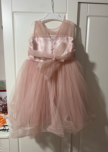 Askılı Kız Çocuk Tül abiye rose rengi - Görsel 3