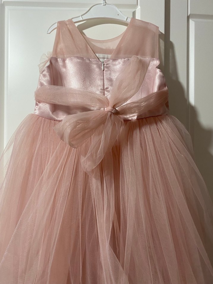 Askılı Kız Çocuk Tül abiye rose rengi - Görsel 4