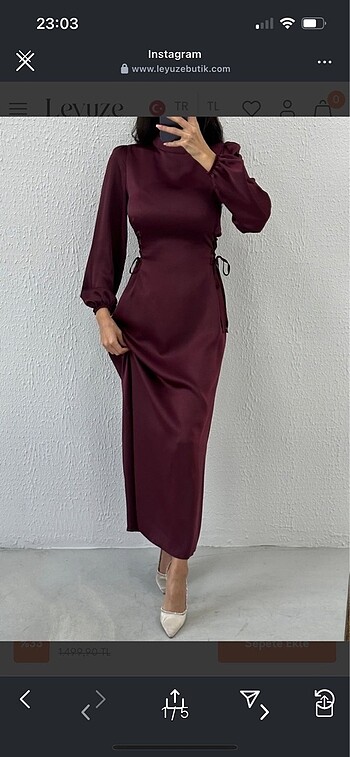 Leyuze Butik Mürdüm Tesettür Abiye + Şal