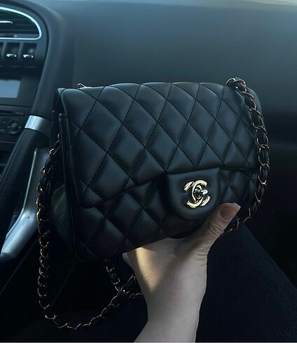 Beden Chanel siyah mat deri çanta
