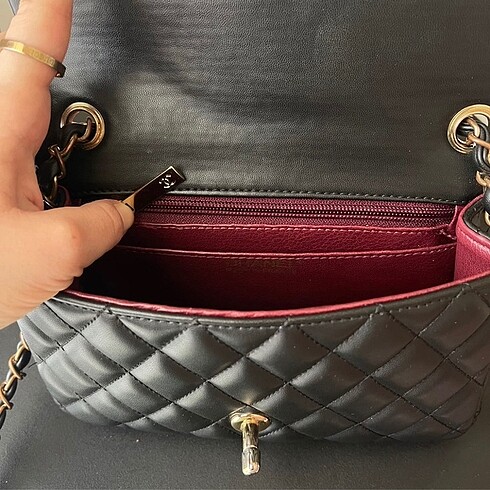 Beden siyah Renk Chanel siyah mat deri çanta
