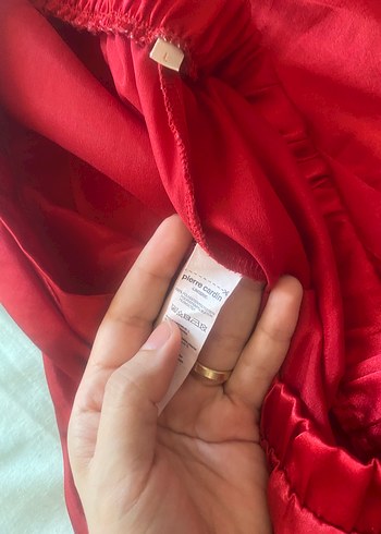 Pierre Cardin Kırmızı saten piercardine pijama takımı