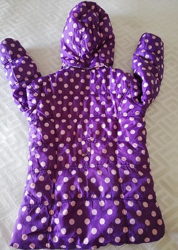 Koton Kids Mor Puantiyeli Kız Çocuk Kapüşonlu Mont
